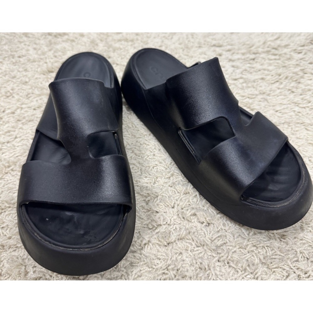 Crocs Womens Getaway Chunky Platform Sandal Flip Flop Size 10 Black Comfort Y2K - Picture 3 of 10